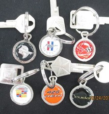 Vintage White Gold Charm Keyrings Choose Any GM Ford Mopar Foreign Key Rings