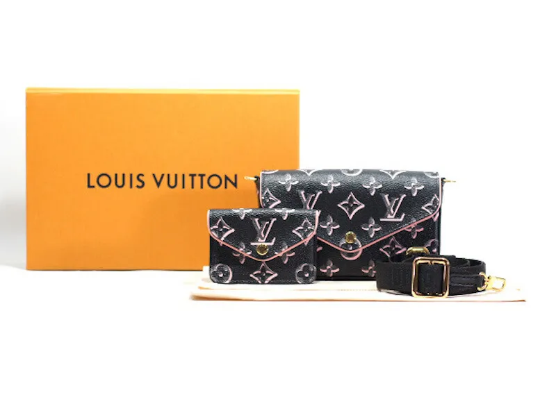 Louis Vuitton Multi Pochette Felicie Bag Crossbody M81471 Black Pink Wallet  Mint