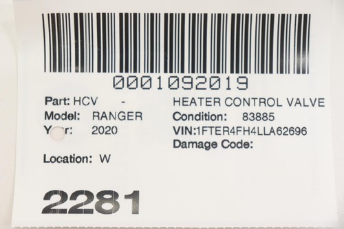 2020 FORD RANGER Heater Control Valve Kb3g18495aa Kb3z18495a Kb3g18d481ad - Picture 11 of 11