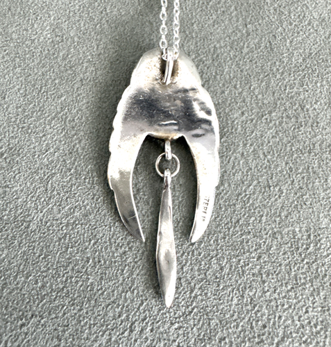 Vintage Orange Spiny Oyster Pendant Sterling Silver 20" Chain Necklace Navajo - Picture 14 of 15