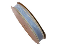 Sheer Light Blue Organza Ribbon 5/8" x 10 yards Metallic Gold Edge Schiff B19