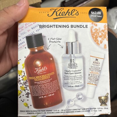NEW Kiehl's Brightening Bundle Vitamin C Eye Serum Dark Spot Correction Facial