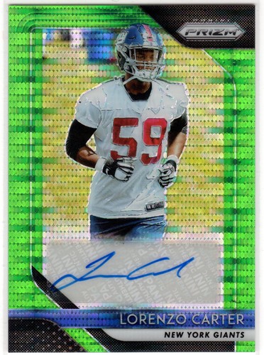 Lorenzo Carter RC 2018 Prizm Rookie Silver Prizm + Green Pulsar Auto - Picture 4 of 4
