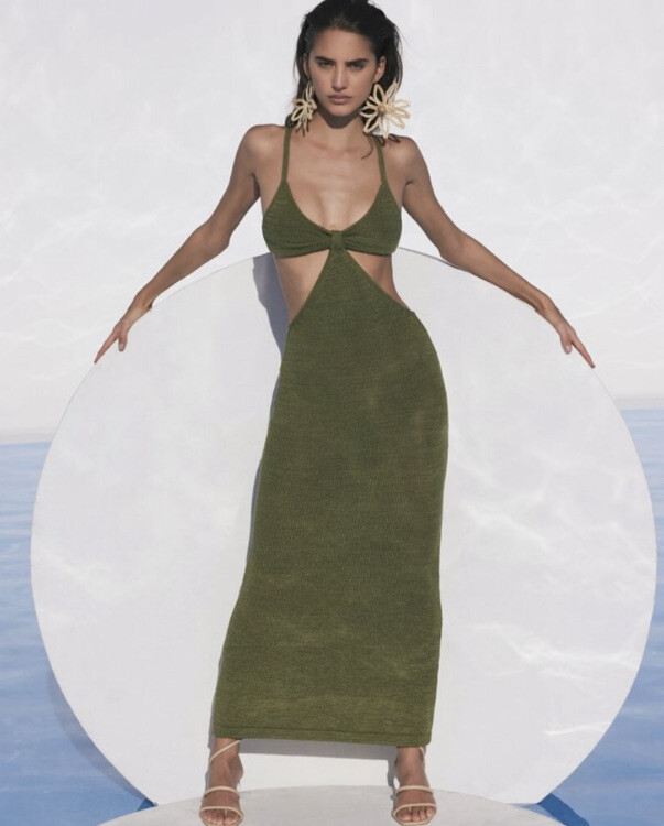 cult gaia dresses Cult Gaia Ali Deep Pasture Draped Silk Maxi Dress