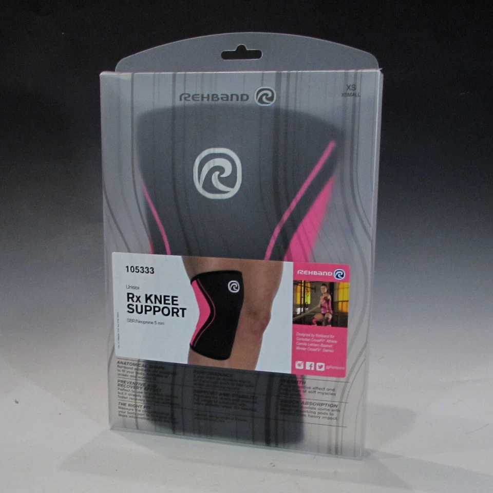 Rehband 105333 Neoprene Rx 5mm Knee Support Sleeve (Black/Pink, X-Small) - Image 4 of 4