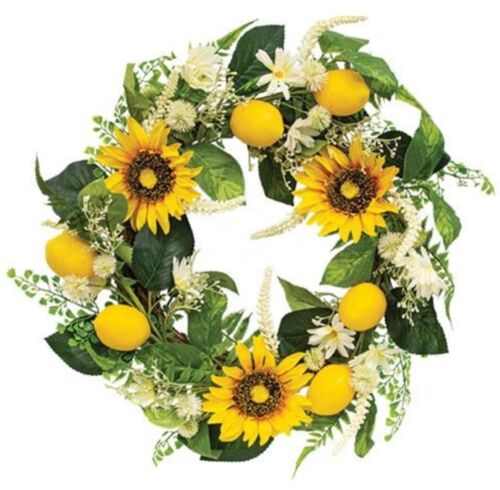 18" Lemon Sunflower & Daisy Wreath