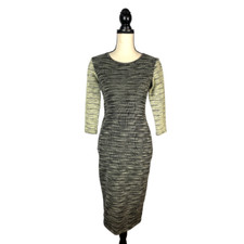 BAR III Wintop Black Green Knit Midi Bodycon Dress    Size:  S