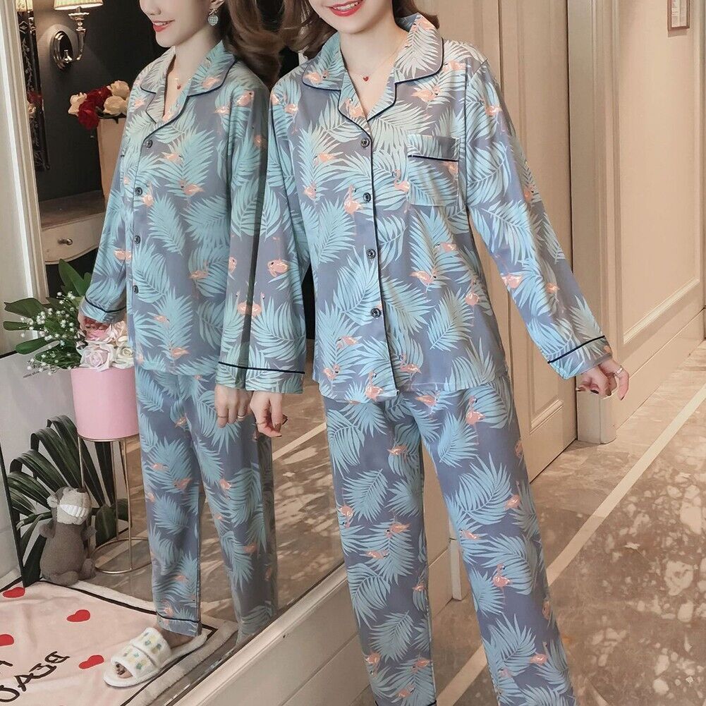 Cardigan pajamas women's long sleeves cartoon cute thin home clothing set