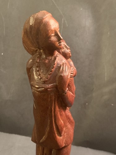 African Lady Carrying Infant Handcrafted Wood Figurine Signed Eoduro Ghana VTG - Picture 5 of 12