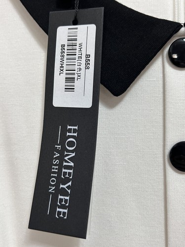 Homeyee Antique White 3/4 Sleeve Knit Dress Collar Peplum Size XL Junior-NWT - Picture 5 of 10