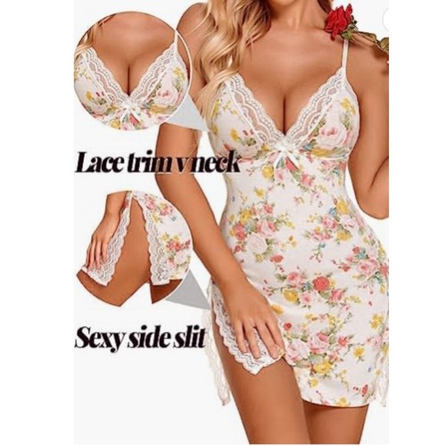 Sexy Women Lingerie Teddy Babydoll V Neck Slip Dress Nightgown Sleepwear Chemise - Picture 19 of 37
