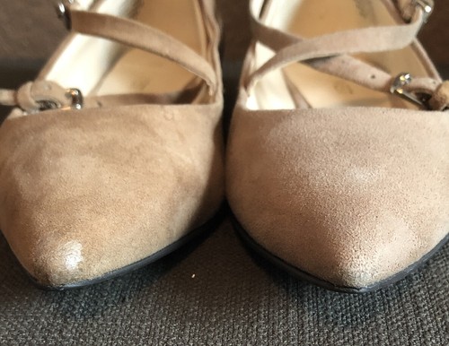 Nine West Anastagia Beige Suede Pointed Toe Criss Cross Strap Flat Size 5 - 第 6/7 張圖片