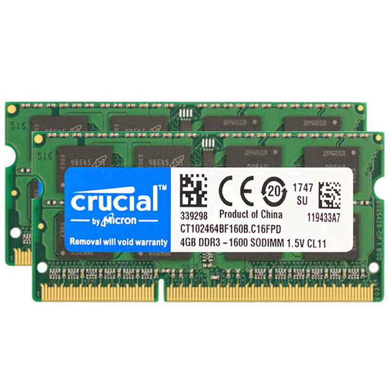 Crucial 8GB DDR3 1600 PC3-12800 Laptop SODIMM 204-Pin Memory RAM