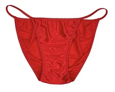 Second Skin Satin String Bikini Red L