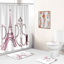 Set Bagno Torre Parigi Tenda Doccia Antiscivolo Tappetino Copriwater