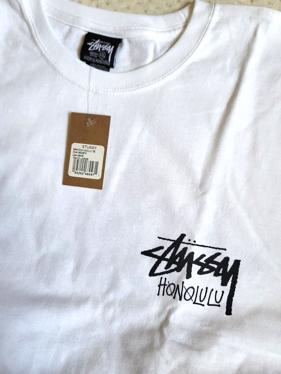 【ステューシー】Stussy Stock Honolulu T-Shirt White Stussy Honolulu Limited Edition T-Shirt Size L White NEW
