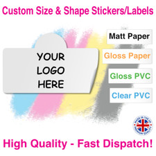 Custom Size Logo Printed Stickers / Personalised Labels - Sold Per Sheet