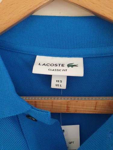 LACOSTE Mens Classic Fit Polo T-Shirt In Turquoise Blue Size FR 5/US L BNWT! - Imagen 4 de 11