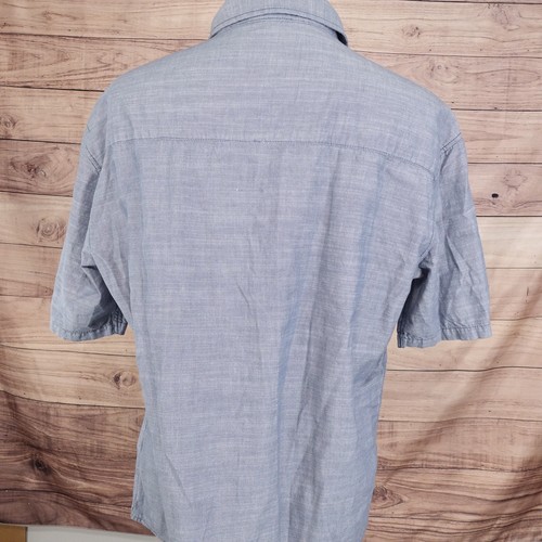 DIVIDED BY H&M SHORT SLEEVE BLUE BUTTON DOWN SHIRT MENS SIZE L LARGE - Picture 4 of 6