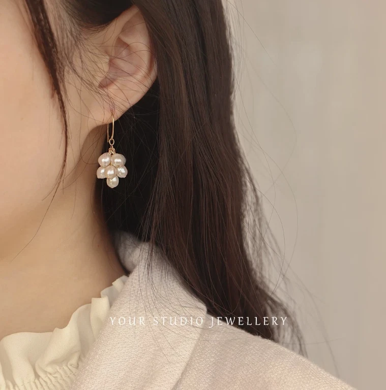 Hermosos Pendientes AAAA 4-5mm Mar del Sur Blanco Natural Perla Barroca Oro 14K Foto 4 de 4