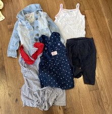 Lot of 5 baby girl shirt jean jacket pant dress sz 6-12 month