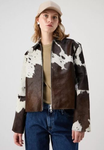 Genuine Women Cowhide Natural Hair On Cow Skin Leather Jacket - Picture 3 of 6
