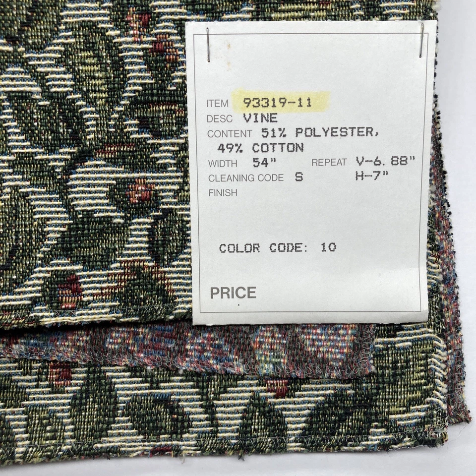 Telas Decorativas Tapicería Muestra 16" Cuadrado Poli Algodón Vid Hojas Florales Foto 4 de 4