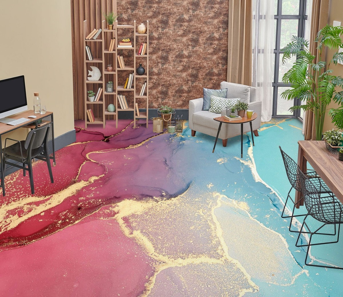 3D Pink Blue SKE1863 Floor WallPaper Print Decal Epoxy Floor Deco