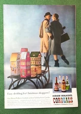 vintage 1950s page magazine ad HIRAM WALKER'S Cordials holiday bar mancave decor