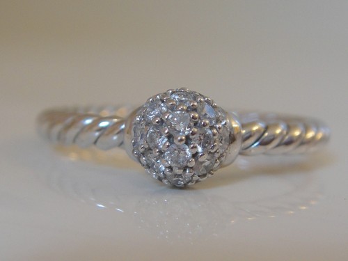 MSRP $1450 DAVID YURMAN 18K WHITE GOLD SOLARI PAVE DIAMOND CABLE RING - Bild 5 von 7