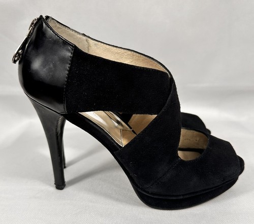 Michael Kors Black Open Toe Suede/Patent Leather Stiletto Size 7.5M - Picture 19 of 24