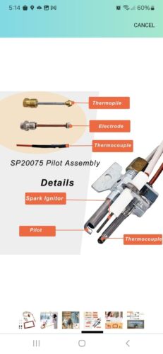 SP20075 SP20305A Pilot and Igniter Assembly Replacement Kit Compatible with GE, - Picture 4 of 6