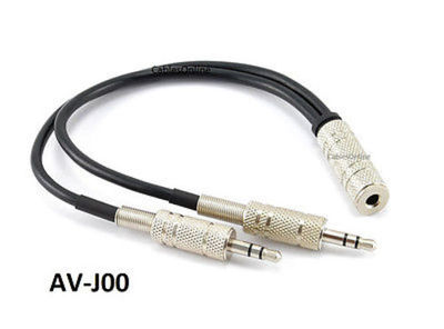 8'' 3.5mm Stereo Female / Dual Male Audio Joiner, CablesOnline AV-J00