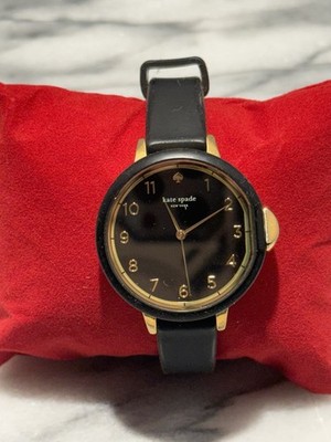 Kate Spade Park Row Black Silicone Gold Tone Womens Watch KSW1352