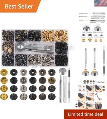 Versatile 132 Sets Leather Snap Fasteners - 6 Colors for DIY Projects & Repairs