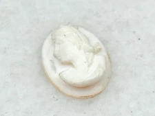 Antique Hand Carved Loose Oval Cameo Woman’s Side Profile Small Petite ￼