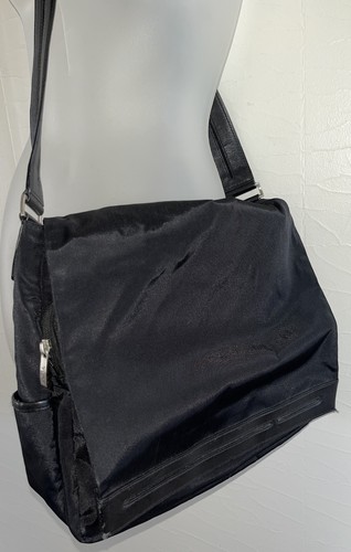 Tumi VISTA Ballistic Nylon Leather Trim Flap 14” Laptop Messenger Bag Black-VGUC