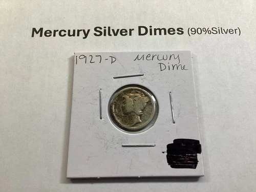 1927 D Mercury Silver Dime in Fine Condition from Denver Mint 010826 91d