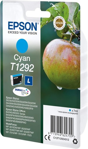 Epson T1292 Pomme Cyan, Cartouche d'encre d'origine, WF-3010DW WF-3520DWF WF-353 - Photo 2/2