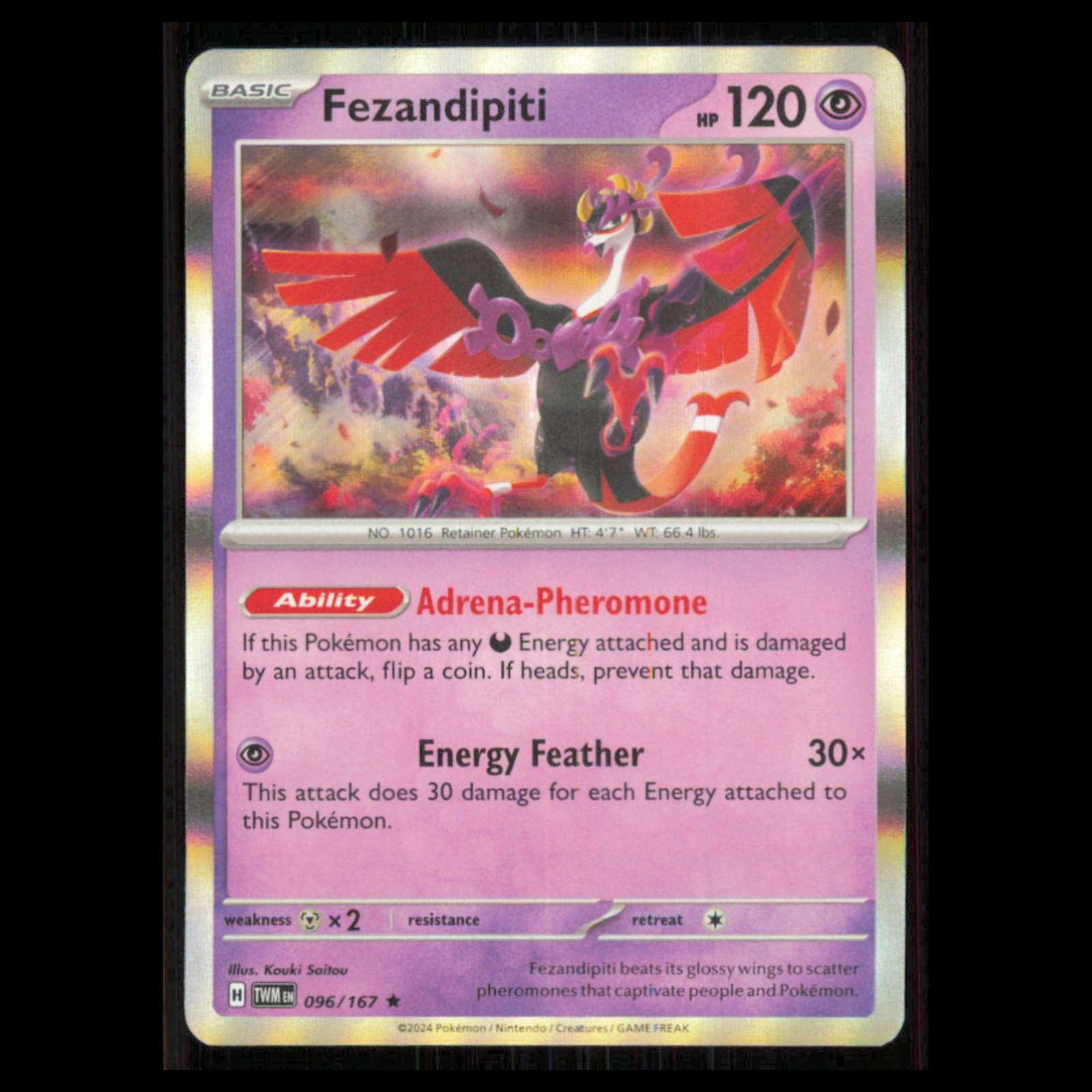 Fezandipiti #96 2024 Scarlet - Violet Series - Twilight Masquerade Rare Pokemon