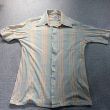 Aristocrat 70s Dagger Collar Plaid Button Up Mens medium 15 -15 1/2