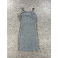 PrettyLittleThing Gray Ribbed Cami Bodycon Mini Dress Strappy Back 4