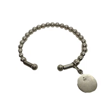 SILPADA-Sterling Silver Flexible Beaded Cuff Round Dangle Charm Bracelet B0744