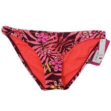 Xhilaration XS Swim Bikini Bottom Hipster Pink Red Floral Texture