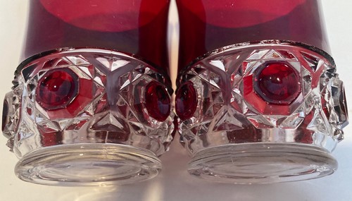 Vintage tumbler clear with Ruby Stain Riverside Glass Works Set 1898-1902 Rare! - Picture 5 of 6