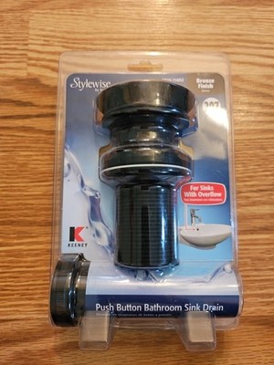 Keeney K820-75BRZ Universal Button Bathroom Sink Drain With Overflow - Bronze