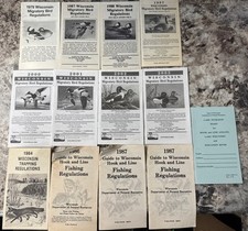 Lot Of 12 Vintage Wisconsin Fishing, Trapping & Migratory Bird Regulations Books