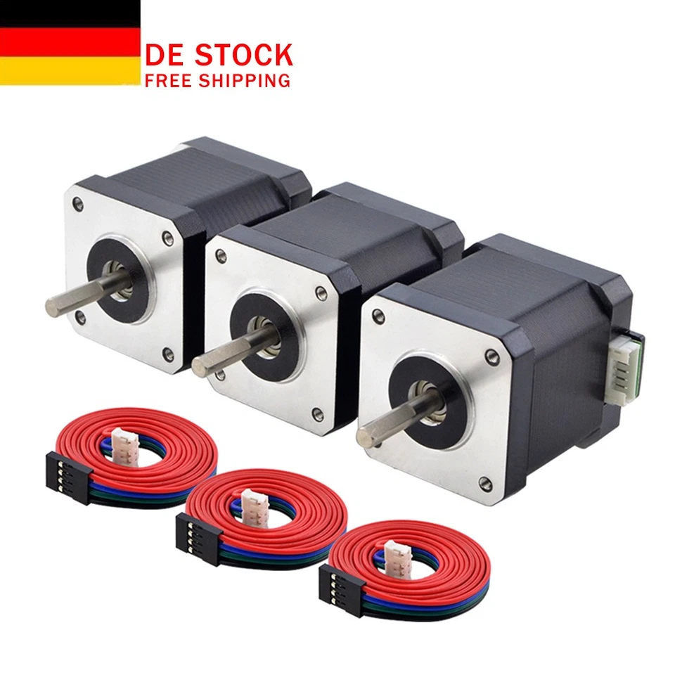 STEPPERONLINE 1/3/5x Nema 17 Schrittmotor 55Ncm 2A 42x48mm mit 1 Meter Kabel DIY - Bild 2 von 4
