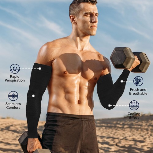Arm Sleeves 2 Pairs UV Sun Protection UPF 50 Arm Compression Cooling Sleeves ... - Picture 3 of 6