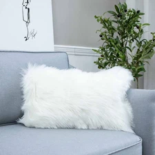 Decorative Lumbar Soft Faux Fur Throw Pillow Cover Luxury Series Rectangle Pl...